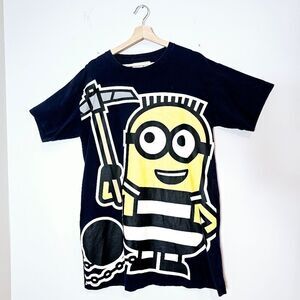 Chocoolate Tee X Universal Despicable Me Minons Blue Tee Shirt Dress Pockets S